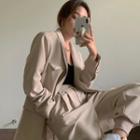 Single-breasted Blazer / Gather Cuff Dress Pants