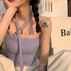 Halter Heart Buckled Crop Top Light Purple - One Size
