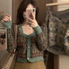 Retro Flower Knit Sweater Cardigan