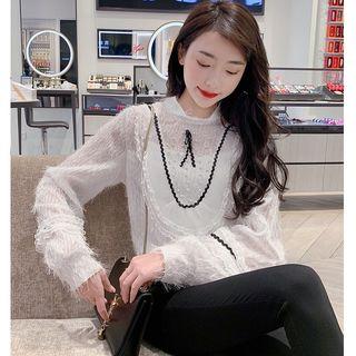 Feather-accent Blouse