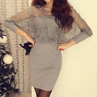Lace Overlay Knit Dress