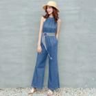 Strappy Denim Jumpsuit
