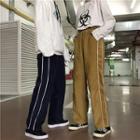 Couple Matching Contrast-trim Wide-leg Pants