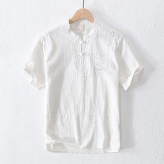 Short-sleeve Mandarin Collar Shirt