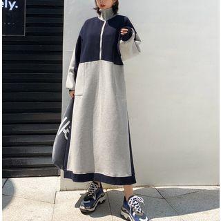 Half-zip Midi Sweatshirt Dress