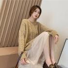 Paneled Cable Knit Sweater Dress