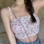 Floral Cropped Camisole Top White - One Size