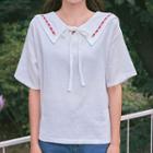 Sailor-collar Embroidered Top