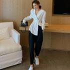 Cropped Harem Pants / V-neck Blouse