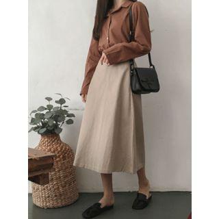 Zip-back Long A-line Skirt