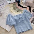 Short-sleeve Plain Striped Blouse