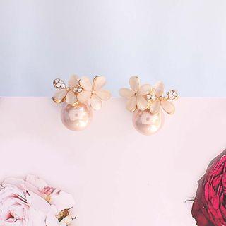 Cat Eye Stone Flower Earring