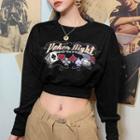Poker Embroidered Cropped Pullover