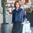 Chambray Dolman Blouse With Curve Hem