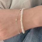 Faux Pearl Bracelet 1 Pc - Gold & Off-white - One Size