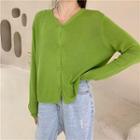 Loose-fit Light Knit Cardigan Green - One Size