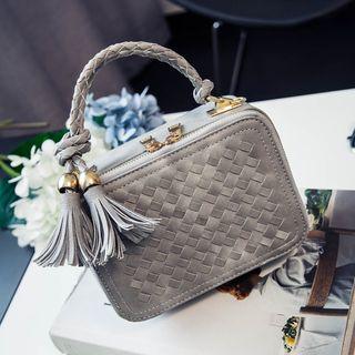 Woven Faux Leather Handbag
