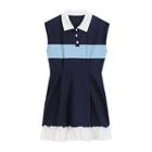 Sleeveless Polo Neck Color Block Mini A-line Dress