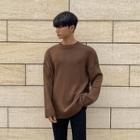 Crew-neck Letter-patch Boxy Sweater