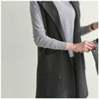 Open-front Pocket-detail Long Knit Vest