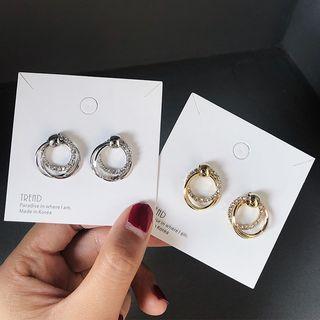 Rhinestone Layered Mini Hoop Earring