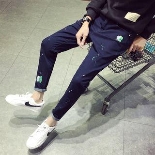 Paint Print Tapered Jeans
