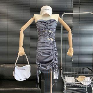 Plain Drawstring Slim-fit Tube Dress
