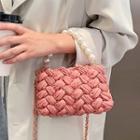 Mini Crochet Faux Pearl Crossbody Bag