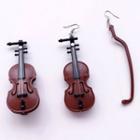 Plastic Violin Asymmetrical Dangle Earring