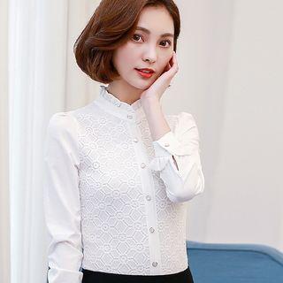 Frilled Collar Panel Blouse