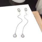 Faux Pearl Rhinestone Dangle Earring 1 Pair - Silver Earring - One Size