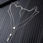 Stainless Steel Star & Bar Pendant Layered Necklace As Shown In Figure - One Size