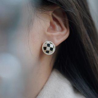 Checker Faux Pearl Alloy Earring