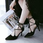 Faux-suede Lace-up High-heel Sandals