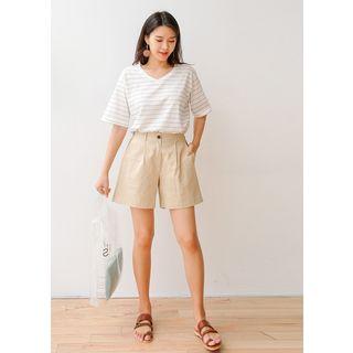 Plus Size - Boxy-fit Linen Blend Shorts