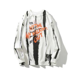 Tie-dyed Lettering Round Neck Pullover
