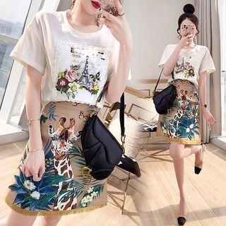 Nature Print A-line Mini Skirt