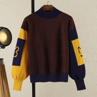 Color Block Sweater As Shown In Figure - M