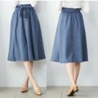 Elastic Waist Buttoned A-line Skirt