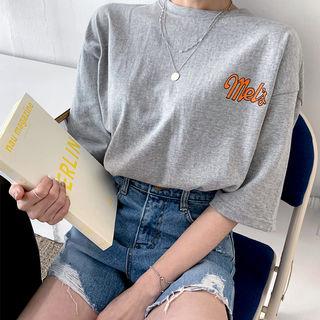 Printed Deep-slit T-shirt