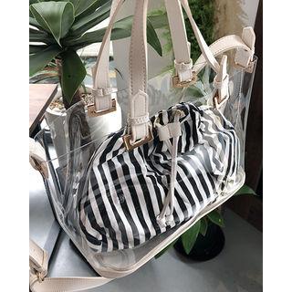 Transparent Tote With Stripe Pouch