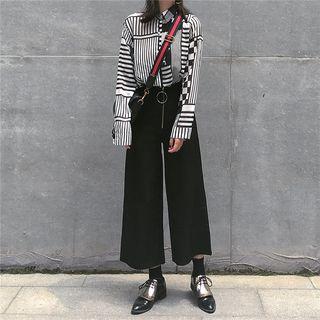 Cropped Zip Front Wide Leg Pants