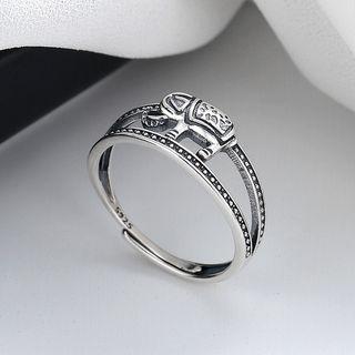 Elephant Sterling Silver Open Ring 356fj - Silver - One Size