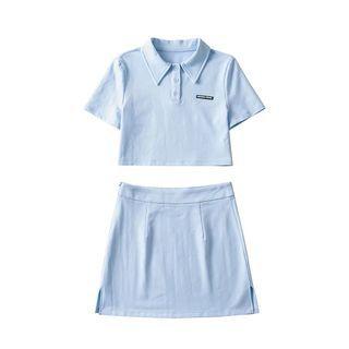 Set: Cropped Polo Shirt + Mini A-line Skirt