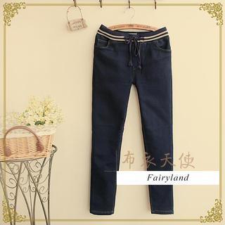 Contrast Trim Drawstring Pants