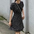 Floral Short-sleeve A-line Dress Daisy - One Size