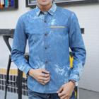 Print Long-sleeve Denim Shirt