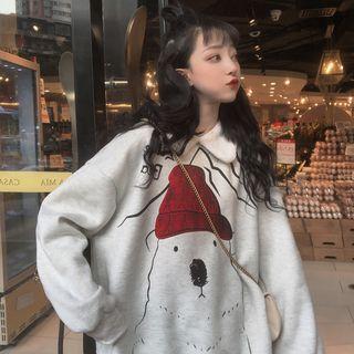 Polar Bear Print Collared Pullover