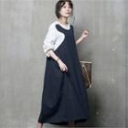 Color-block Linen A-line Long Dress