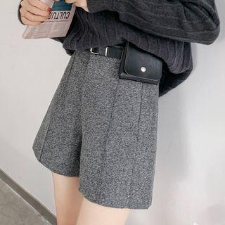 High-waist Woolen Wide Leg Shorts